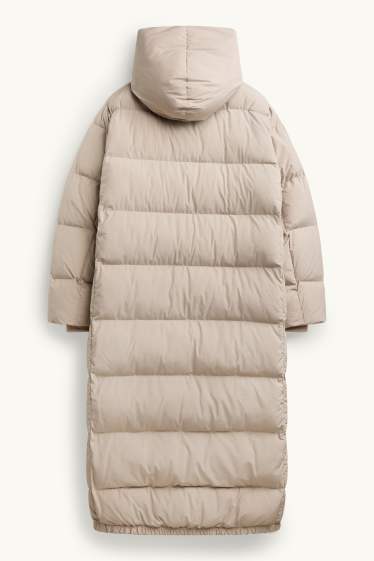 Donna - Cappotto trapuntato con cappuccio - foderato - idrorepellente - beige