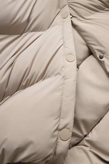 Donna - Cappotto trapuntato con cappuccio - foderato - idrorepellente - beige