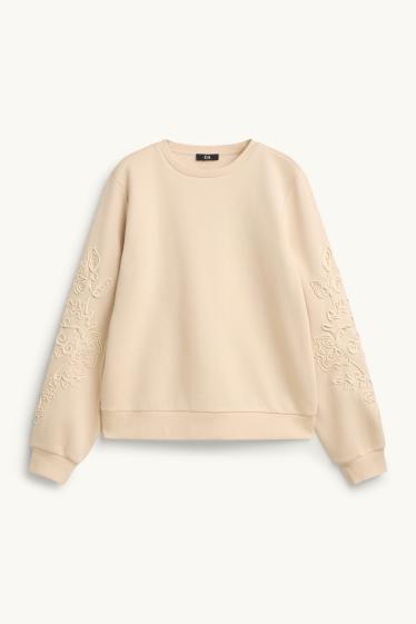Femmes - Sweat - brodé - blanc crème