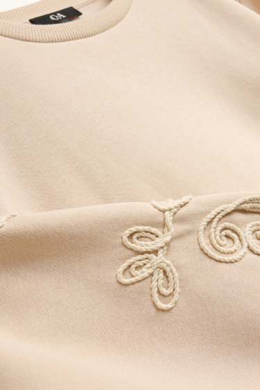 Femmes - Sweat - brodé - blanc crème