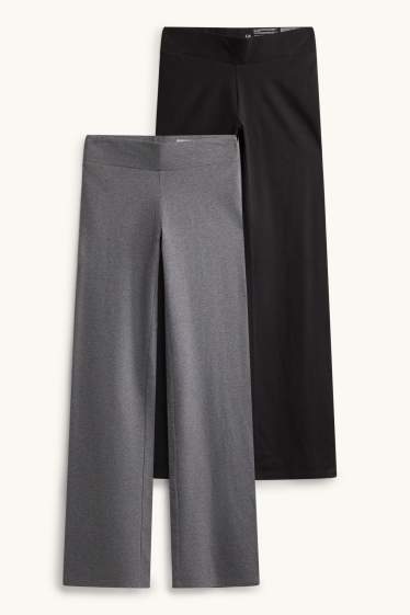 Damen - Multipack 2er - Straight Leggings - grau-melange