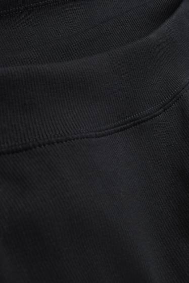 Women - Long sleeve top - slim fit - ribbed - black