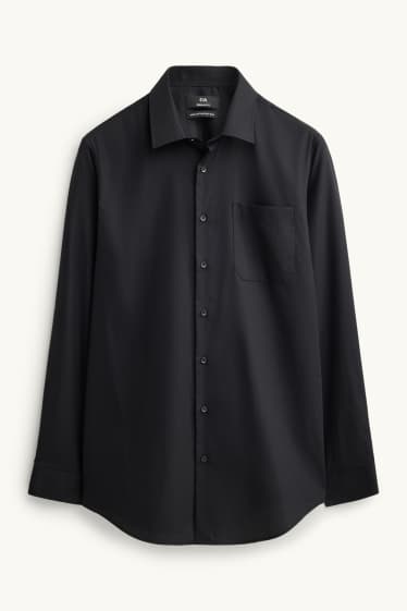 Men - Business shirt - regular fit - Kent collar - easy-iron - black