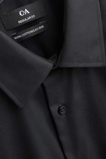 Men - Business shirt - regular fit - Kent collar - easy-iron - black