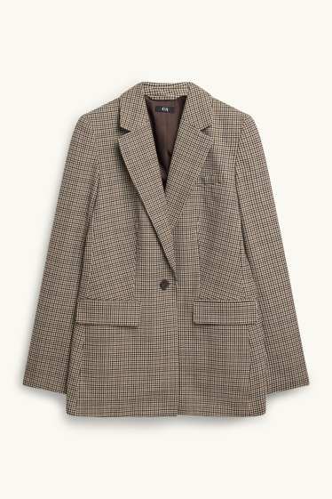 Damen - Business-Blazer - Regular Fit - kariert - beige / braun