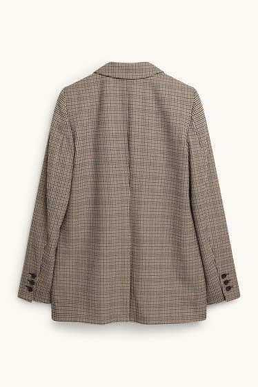 Damen - Business-Blazer - Regular Fit - kariert - beige / braun