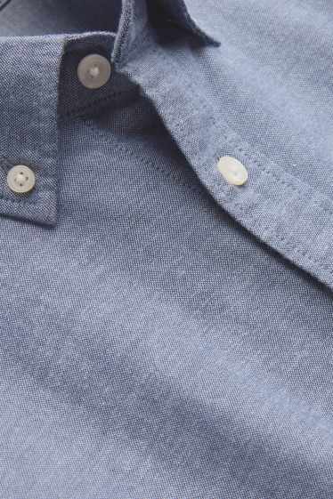 Herren - Hemd - Regular Fit - Button-down - blau-melange