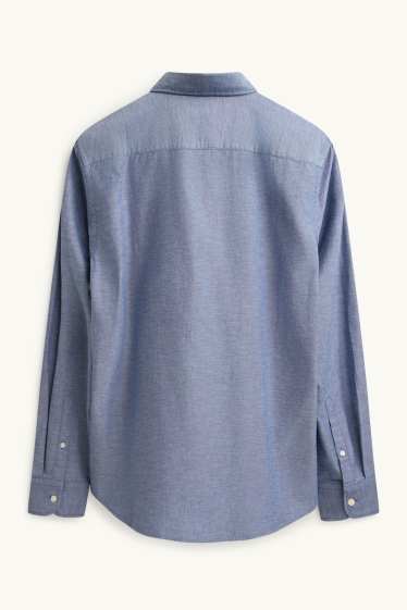 Herren - Hemd - Regular Fit - Button-down - blau-melange