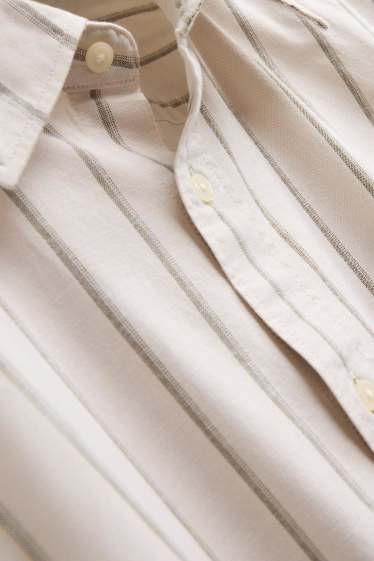 Hommes - Chemise - loose fit - col kent - à rayures - crème