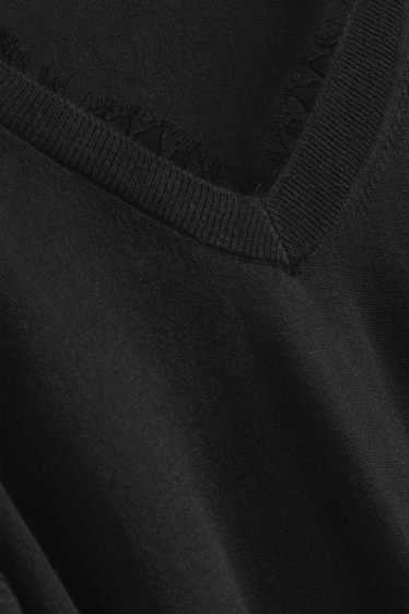 Damen - Pullover mit V-Ausschnitt - schwarz
