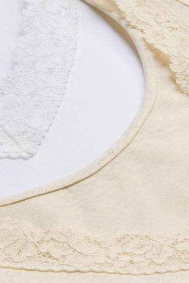 Dames - Set van 2 - hemdje - wit / beige