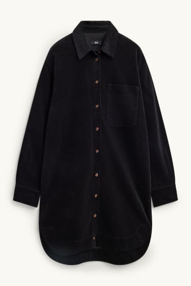 Femmes - Robe en velours côtelé - straight fit - noir