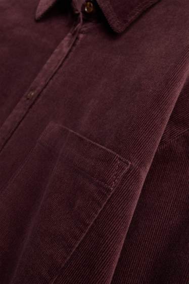 Femei - Rochie din catifea reiată - straight fit - bordo