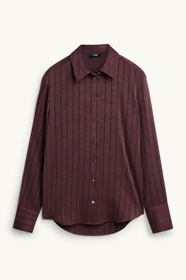 Dames - Blouse - krijtstrepen - bordeaux