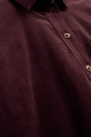 Dames - Overhemdblouse van corduroy - bordeaux