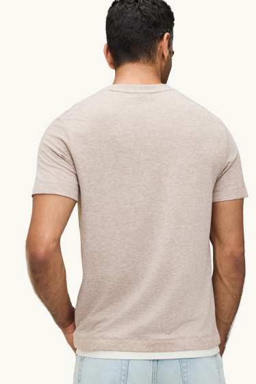 Bărbați - Tricou - regular fit - aspect 2 în 1 - maro