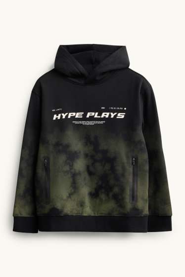 Kinder Buben - Hoodie - gemustert - schwarz