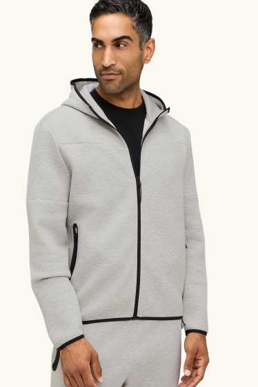 Herren - Sweatjacke mit Kapuze - grau-melange