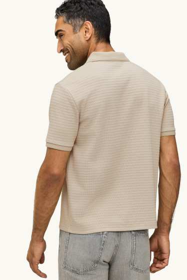 Bărbați - Tricou polo - regular fit - structurat - bej