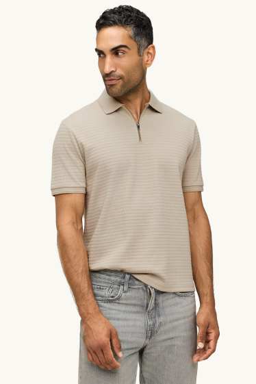 Bărbați - Tricou polo - regular fit - structurat - bej