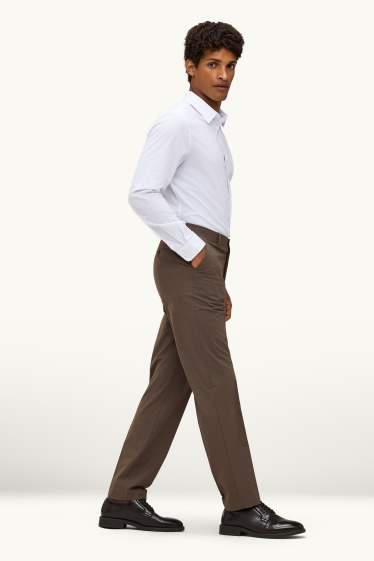 Hommes - Pantalon de costume - regular fit - Flex - LYCRA® - marron
