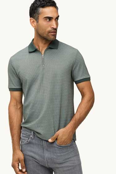Bărbați - Tricou polo - regular fit - structurat - gri / verde