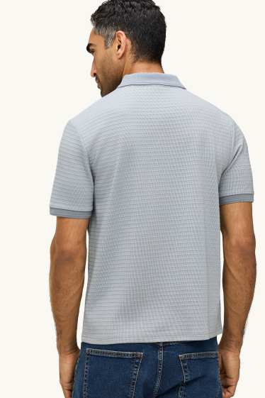 Men - Polo shirt - regular fit - textured - light blue