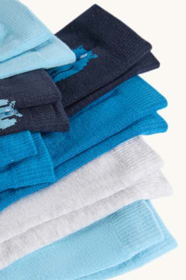 Enfants garçons - Lot de 7 paires - Monstres - chaussettes à motif - bleu  / bleu foncé