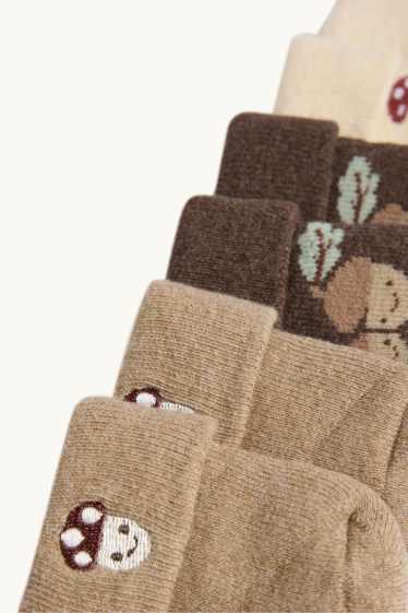 Bébés garçons - Lot de 3 paires - gland et champignon - chaussettes nouveau-né à motif - beige / marron