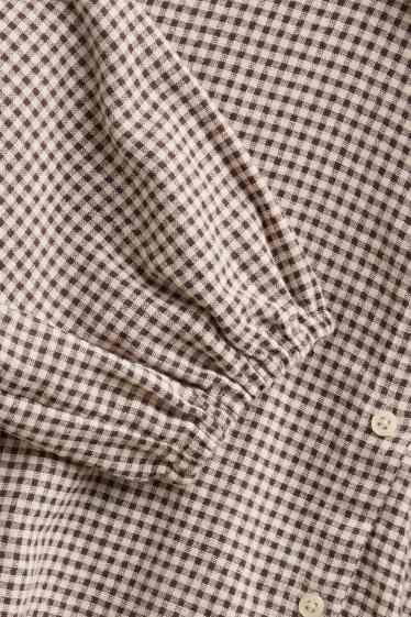 Women - Blouse - check - brown / beige