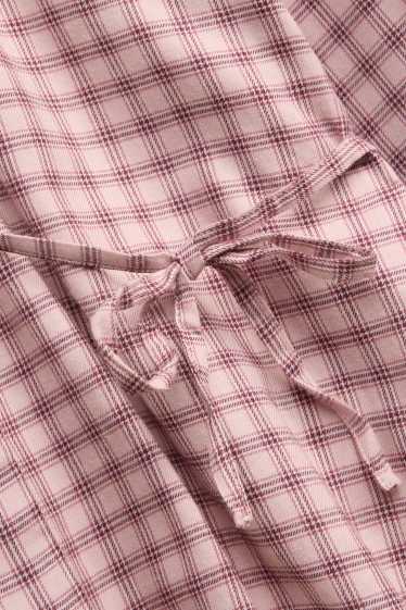 Women - Blouse - oversized - check - rose / dark red