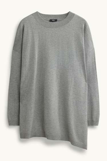 Femmes - Pull en maille fine - gris chiné