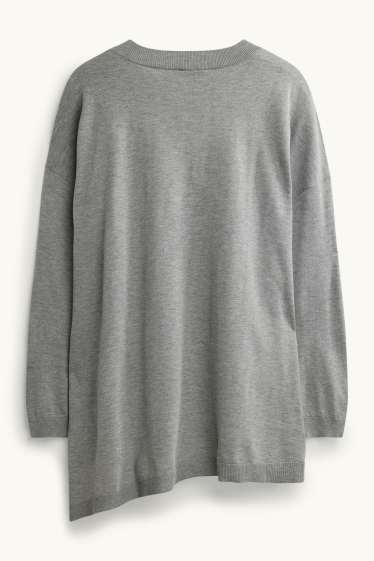 Femmes - Pull en maille fine - gris chiné