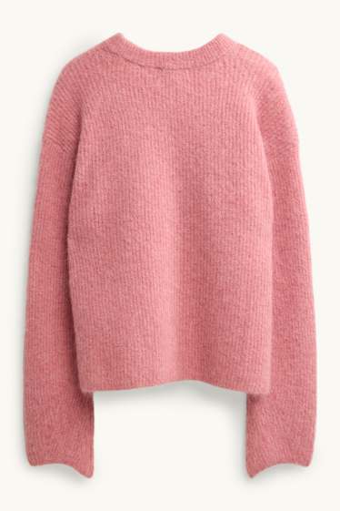 Damen - Strickpullover - gerippt - rosa