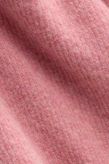 Damen - Strickpullover - gerippt - rosa