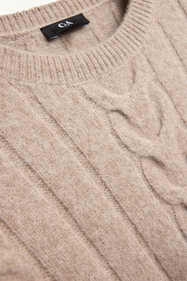 Femmes - Pull - motif tressé - beige