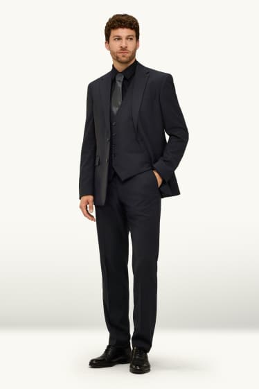 Men - Suit with tie - regular fit - stretch - 4 piece - black