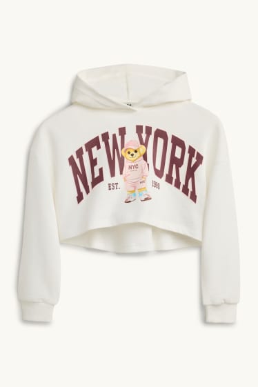 Kinder Mädchen - Teddybär - Set - Hoodie und Top - 2 teilig - weiß / dunkelrot