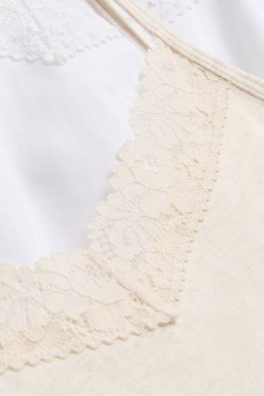 Damen - Multipack 2er - Hemdchen - weiss / beige