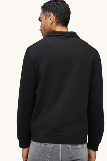 Uomo - Felpa con zip - a coste - nero