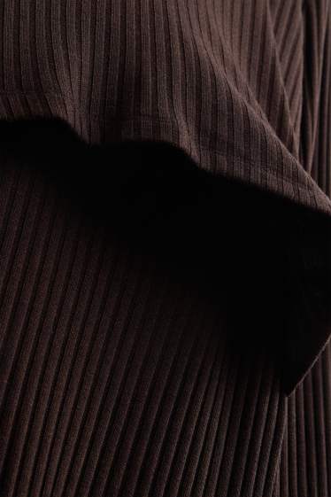 Femmes - Robe d’allaitement - finition côtelée - viscose mélangée - marron foncé