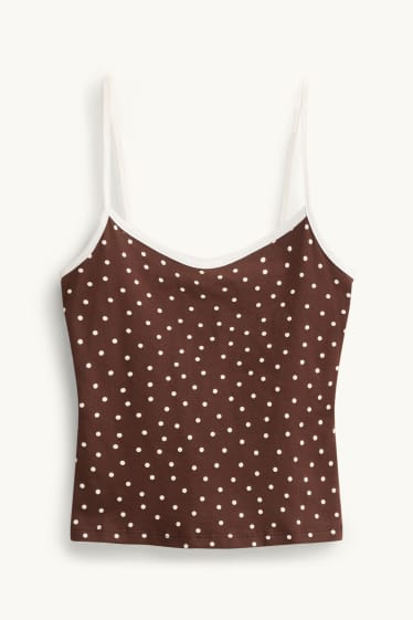 Femei - Top crop - cu buline - maro