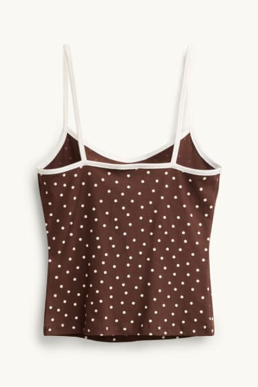 Femei - Top crop - cu buline - maro