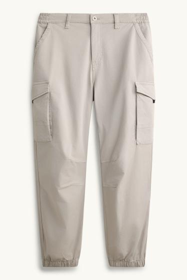 Hommes - Pantalon cargo - tapered fit - gris clair