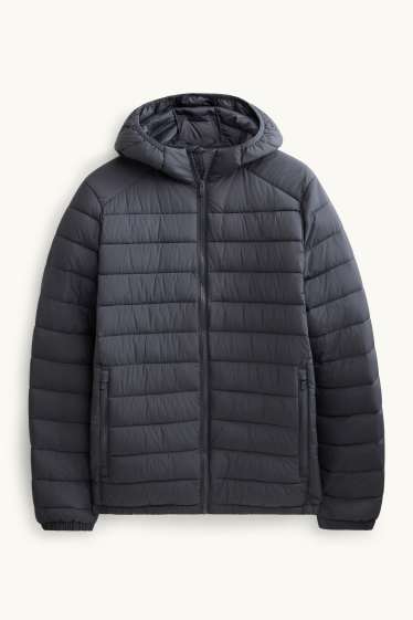 Herren - Steppjacke mit Kapuze - dunkelgrau