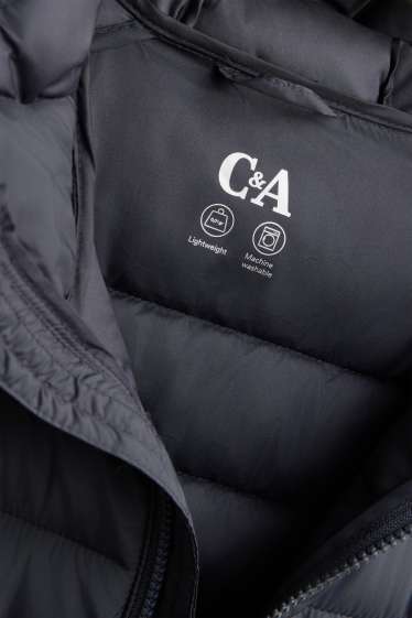 Herren - Steppjacke mit Kapuze - dunkelgrau