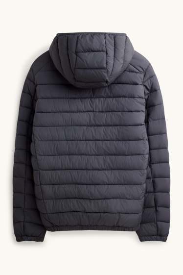 Herren - Steppjacke mit Kapuze - dunkelgrau
