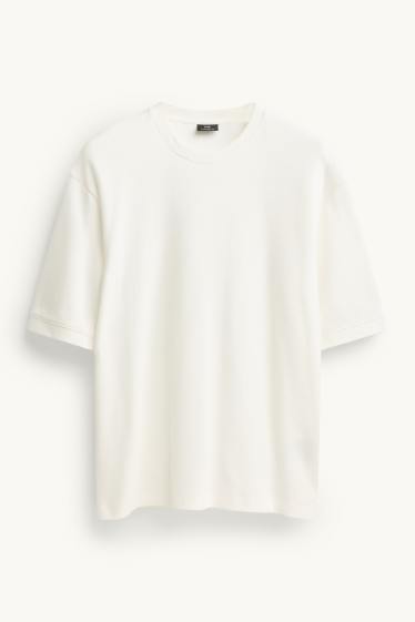 Hommes - T-shirt - Oversize - finition côtelée - blanc