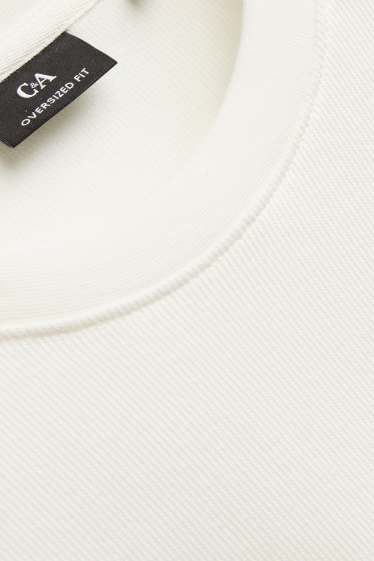 Hommes - T-shirt - Oversize - finition côtelée - blanc