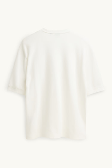 Hommes - T-shirt - Oversize - finition côtelée - blanc